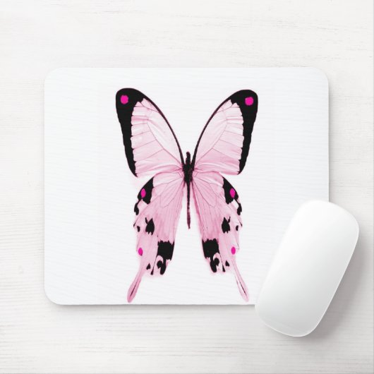 roze en zwarte vlindermousepad muismat (Met muis)