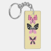 Roze en zwarte vlinders sleutelhanger (Voorkant Links)
