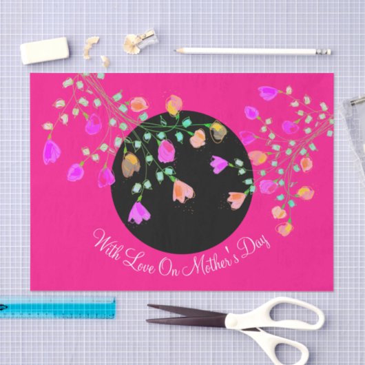 Roze en zwarte vloerse Moederdag Tissuepapier (Craft)