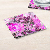Roze en zwarte vlot kunstkleurschildereffect kartonnen onderzetters (Schuin)