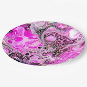 Roze en zwarte vlot kunstkleurschildereffect papieren bordje (Gekanteld)