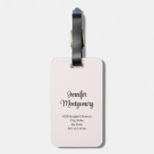 Roze en zwarte vogels op een boomtak bagagelabel (Achterkant verticaal)