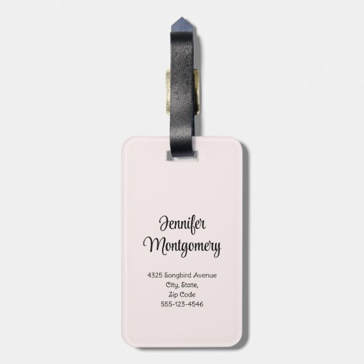 Roze en zwarte vogels op een boomtak bagagelabel (Achterkant verticaal)