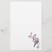 Roze en zwarte vogels op een boomtak briefpapier (Voorkant)