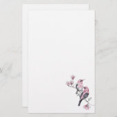 Roze en zwarte vogels op een boomtak briefpapier (Voorkant / Achterkant)