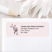 Roze en zwarte vogels op een boomtak etiket (Insitu)