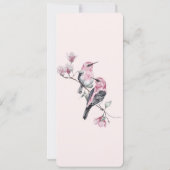 Roze en zwarte vogels op een boomtak kaart (Achterkant)