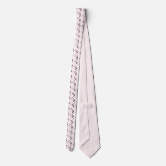 Roze en zwarte vogels op een boomtak patroon stropdas (Achterkant)