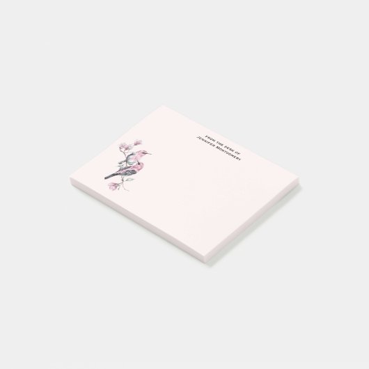 Roze en zwarte vogels op een boomtak post-it® notes (Schuin)