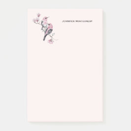 Roze en zwarte vogels op een boomtak post-it® notes