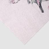 Roze en zwarte vogels op een boomtak tissuepapier (Detail)