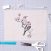 Roze en zwarte vogels op een boomtak tissuepapier (Craft)