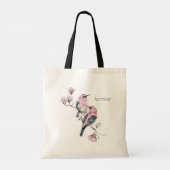 Roze en zwarte vogels op een boomtak tote bag (Achterkant)