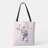 Roze en zwarte vogels op een boomtak tote bag (Achterkant)