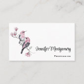 Roze en zwarte vogels op een boomtak visitekaartje (Voorkant)