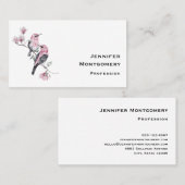 Roze en zwarte vogels op een boomtak visitekaartje (Voorkant / Achterkant)