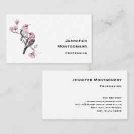Roze en zwarte vogels op een boomtak visitekaartje