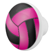 Roze en zwarte volleybal keramische knop (Rechts)