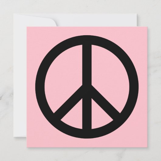 Roze en Zwarte Vredessymbool Lege Uitnodiging (Voorkant)