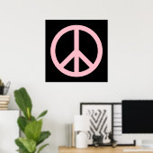 Roze en Zwarte Vredessymbool Poster (Thuiskantoor)