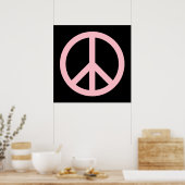 Roze en Zwarte Vredessymbool Poster (Keuken)