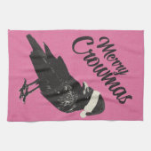 Roze en zwarte vrolijke kerstmis theedoek (Horizontaal)