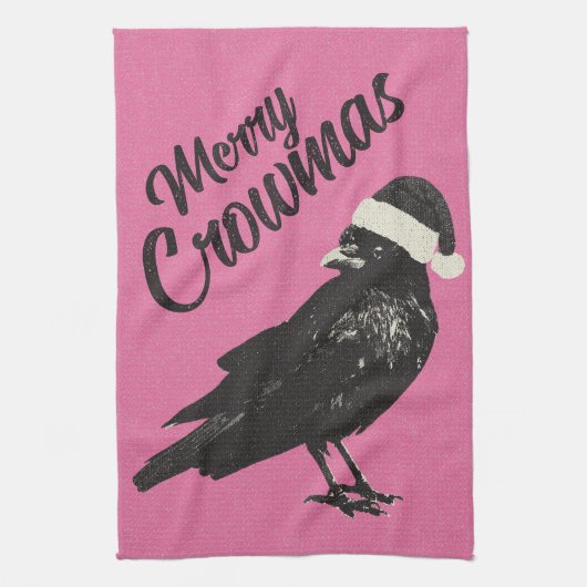 Roze en zwarte vrolijke kerstmis theedoek (Verticaal)