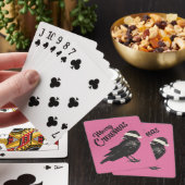 Roze en Zwarte Vrolijke Kroon Kerstvakantie Pokerkaarten (Insitu)