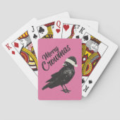 Roze en Zwarte Vrolijke Kroon Kerstvakantie Pokerkaarten (Achterkant)