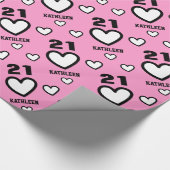 Roze en zwarte WARTS Moderne 21e verjaardag S04 Cadeaupapier (Hoek)