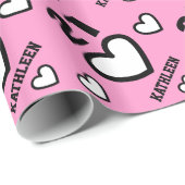 Roze en zwarte WARTS Moderne 21e verjaardag S04 Cadeaupapier (Rol Hoek)