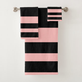 Roze en zwarte washanddoekset bad handdoek