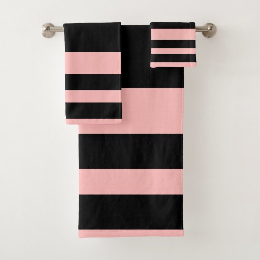 Roze en zwarte washanddoekset bad handdoek (Insitu)