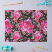 Roze en zwarte Waterverf Fuchsia bloeit Tissuepapier (Craft)