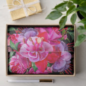 Roze en zwarte Waterverf Fuchsia bloeit Tissuepapier (Geschenk)