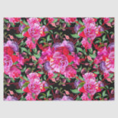 Roze en zwarte Waterverf Fuchsia bloeit Tissuepapier (Voorkant)