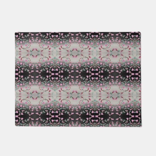 Roze en zwarte Waterverf met patronen Deurmat (Voorkant)