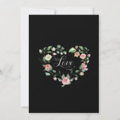 Roze en zwarte Waterverf Roos Floral Design Weddin Aankondiging (Achterkant)