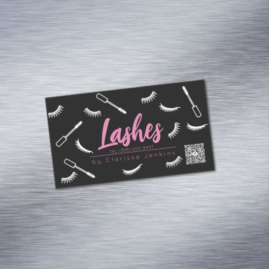 Roze en zwarte wimpers wimper extensies make-up magnetisch visitekaartje (Voorbeeld)