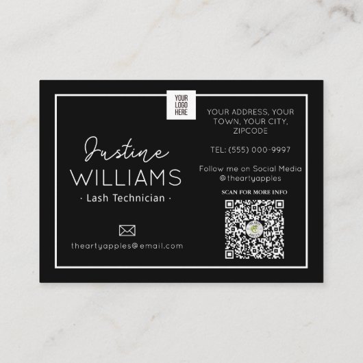 Roze en zwarte wimpers wimperextensies nazorg visitekaartje (Achterkant)