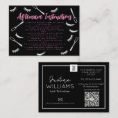 Roze en zwarte wimpers wimperextensies nazorg visitekaartje (Voorkant / Achterkant)