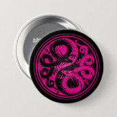 Roze en zwarte Yin Yang Chinese Dragons Ronde Button 7,6 Cm (Voorkant /achterkant)