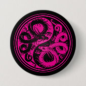 Roze en zwarte Yin Yang Chinese Dragons Ronde Button 7,6 Cm (Voorkant)