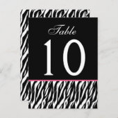 Roze en zwarte Zebra. 2 Trouwtafelnummer Briefkaart (Voorkant / Achterkant)