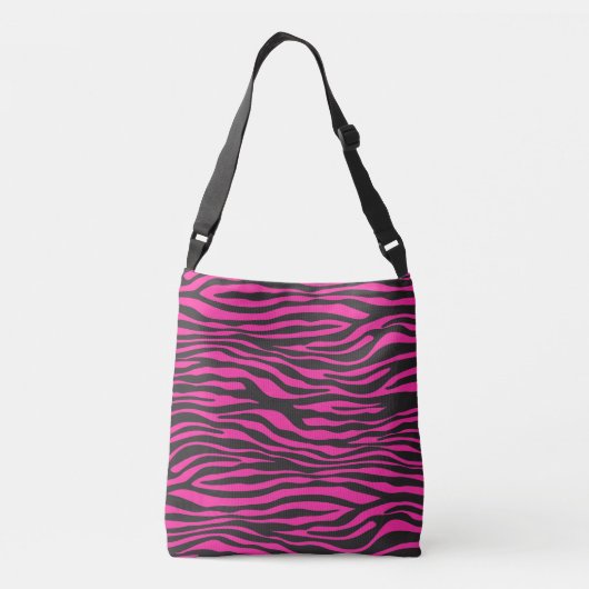 Roze en zwarte zebra afdrukken crossbody tas (Achterkant)