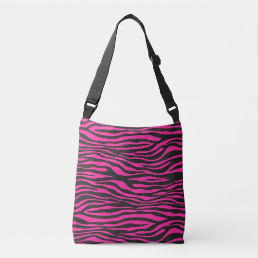 Roze en zwarte zebra afdrukken crossbody tas (Voorkant)