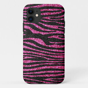 Roze en zwarte zebra Afdrukken (faux glitter) Case-Mate iPhone Case