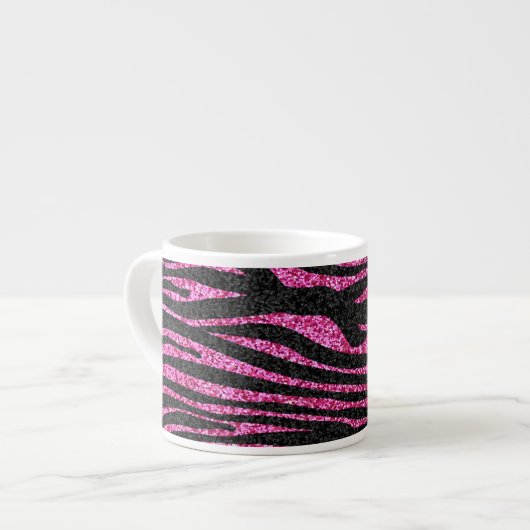 Roze en zwarte zebra Afdrukken (faux glitter) Espresso Kop (Links)