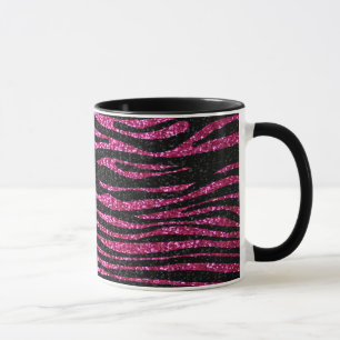 Roze en zwarte zebra Afdrukken (faux glitter) Mok