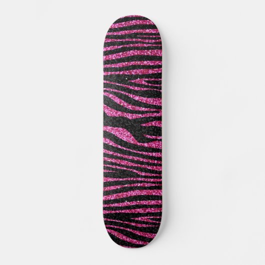 Roze en zwarte zebra Afdrukken (faux glitter) Persoonlijk Skateboard (Voorkant)